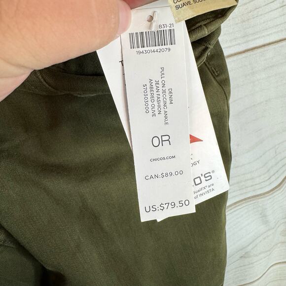 Chico's Green Pull On Ankle Length Jegging Size 4R - Picture 9 of 10